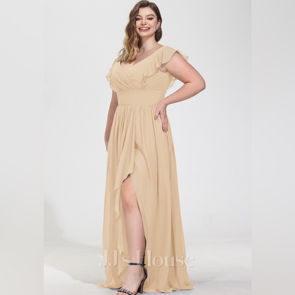 JJs House | Dresses | Jjs House Aline Vneck Floorlength Chiffon ...